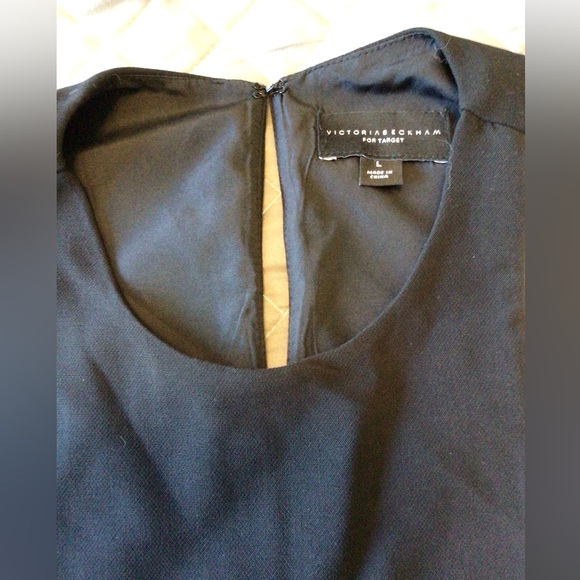 Victoria Beckham Target Black Twill Tank Top with Asymmetric Scallop Tri… - Picture 3 of 3